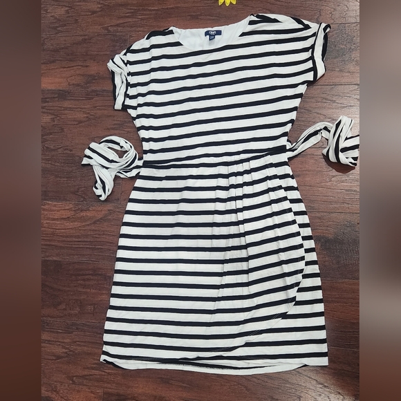 Chaps Women's Crewneck Super Soft Jersey Belted T-Shirt Mini Dress (White) - Picture 4 of 7